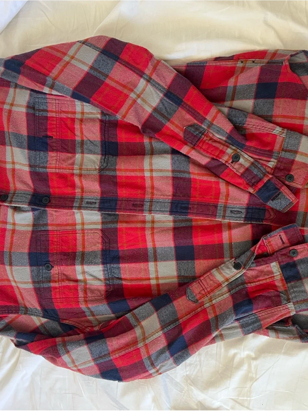 Men’s Plaid Flannel J. Crew Red and Navy Casual